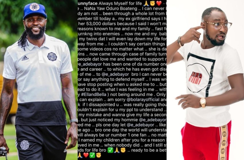 Trouble In Paradise As Adebayor Unfollows Bestfriend Funny Face On Social Media; Funny Face Begs (See What He Said)
