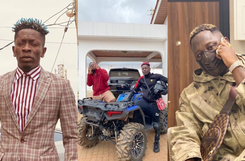 Shatta Wale Storms Medikal’s House With Powerful Quad Bike And Dashes Him GHC 10,000 To Buy Fuel (Watch Video)