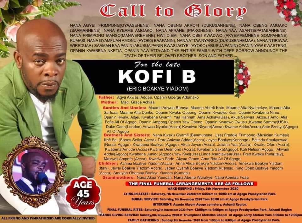 Funeral Details Of Late Singer Kofi B Finally Released (See Poster) -  ZionFelix.net