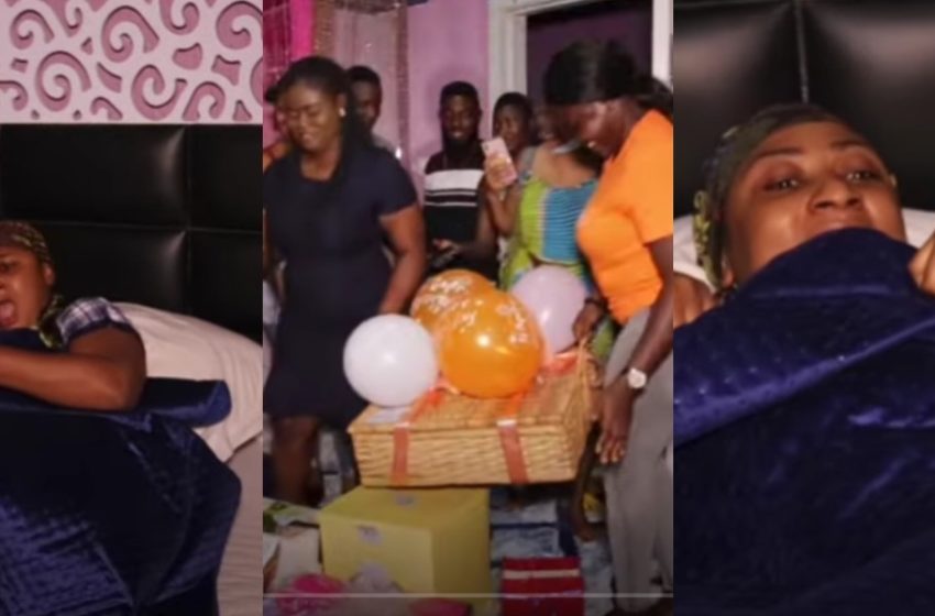 Actress Ellen Kyei White Gets Massive Early Morning Surprise On Her Birthday Today From Blogger Zionfelix And His Team (Watch Video)