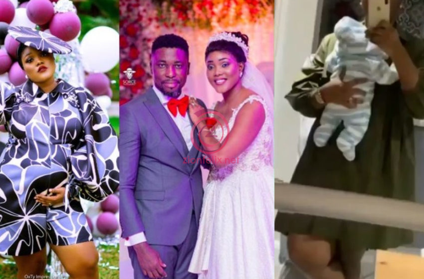 A-Plus’ Wife, Akosua Vee Shares First Exclusive Video Of Their New Born Son Online