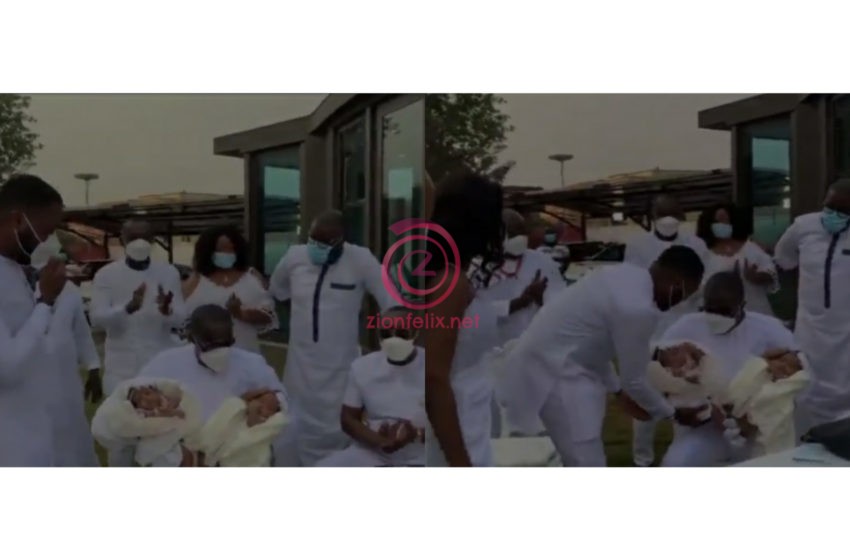 Kennedy Osei And Tracey Publicly Flaunt Their Twins For The First Time (Watch Video)