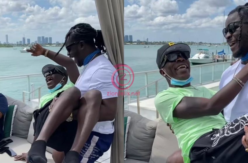 VIDEO: Musician Jupitar Carries Shatta Wale Like His Baby As They Chill In Miami