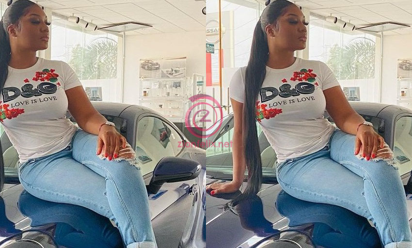 PHOTO: Sandra Ankobiah Storms Social Media With First Photos Of Her New Estimated Ghc5734,000 2021 Porsche 911 Carrera Car As She Finally Receives It
