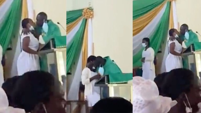St Monica’s College Of Education Students React To ‘Leaked’ Viral Video Of Reverend Father K!ssing Female Students On The Lips – Watch