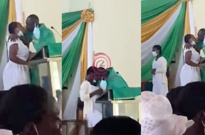 St Monica’s College Of Education Students React To ‘Leaked’ Viral Video Of Reverend Father K!ssing Female Students On The Lips – Watch