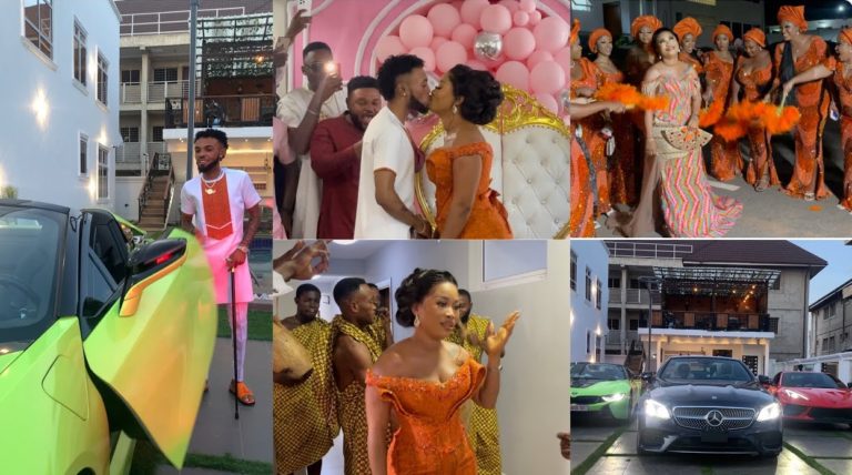 A Show Of Expensive Cars, Money And More As Rich Ghanaian ‘Kid’, Davido Gh Marries Beautiful Girlfriend – VIDEO