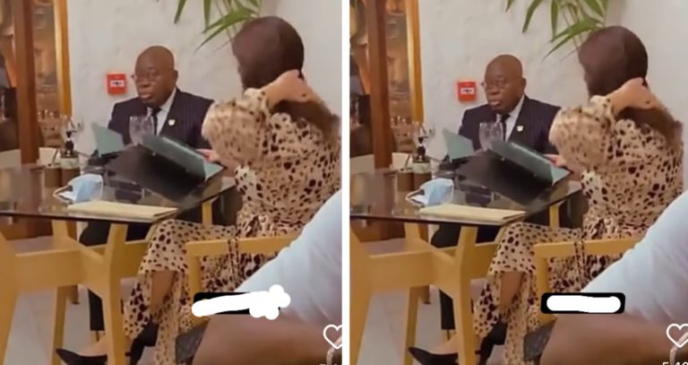 Video of President Akufo-Addo Hanging Out With Beautiful White Woman At A Restaurant Goes Viral