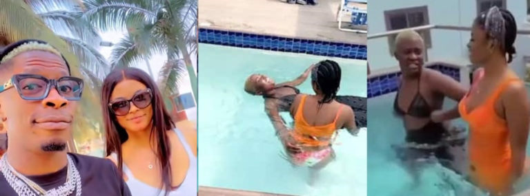 Shatta Wale’s New Lover And Fella Makafui Swim Together As They Try To Bond For Their Men – Watch Video