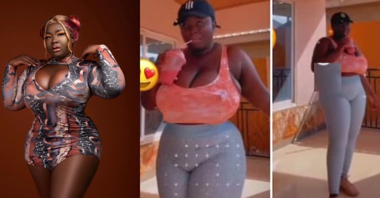 Maame Serwaa Flaunts Her Heavy ‘Goods’ As She Jams To Kelvyboy’s Hit Song, ‘ Down Flat’ – Watch Video