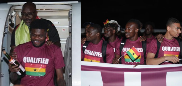 Champagne Nkoaaa! See Exclusive Photos Of The Arrival Of The Black Stars In Ghana To A Teeming Crowd
