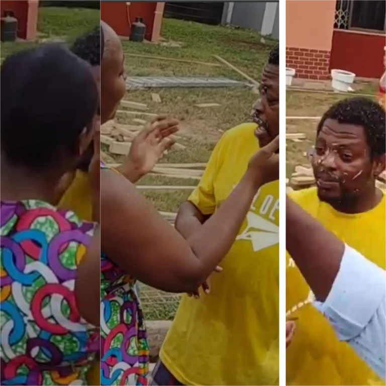 The Wife Of Ghanaian Filmmaker, Peter Sedufia Kisses Him On Set As He Marks His Birthday (Video)