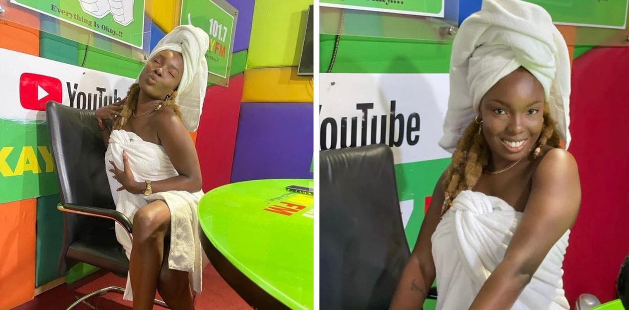 Camidoh’s manager calls out Feli Nuna for wearing towel to radio interview Feli Nuna towel