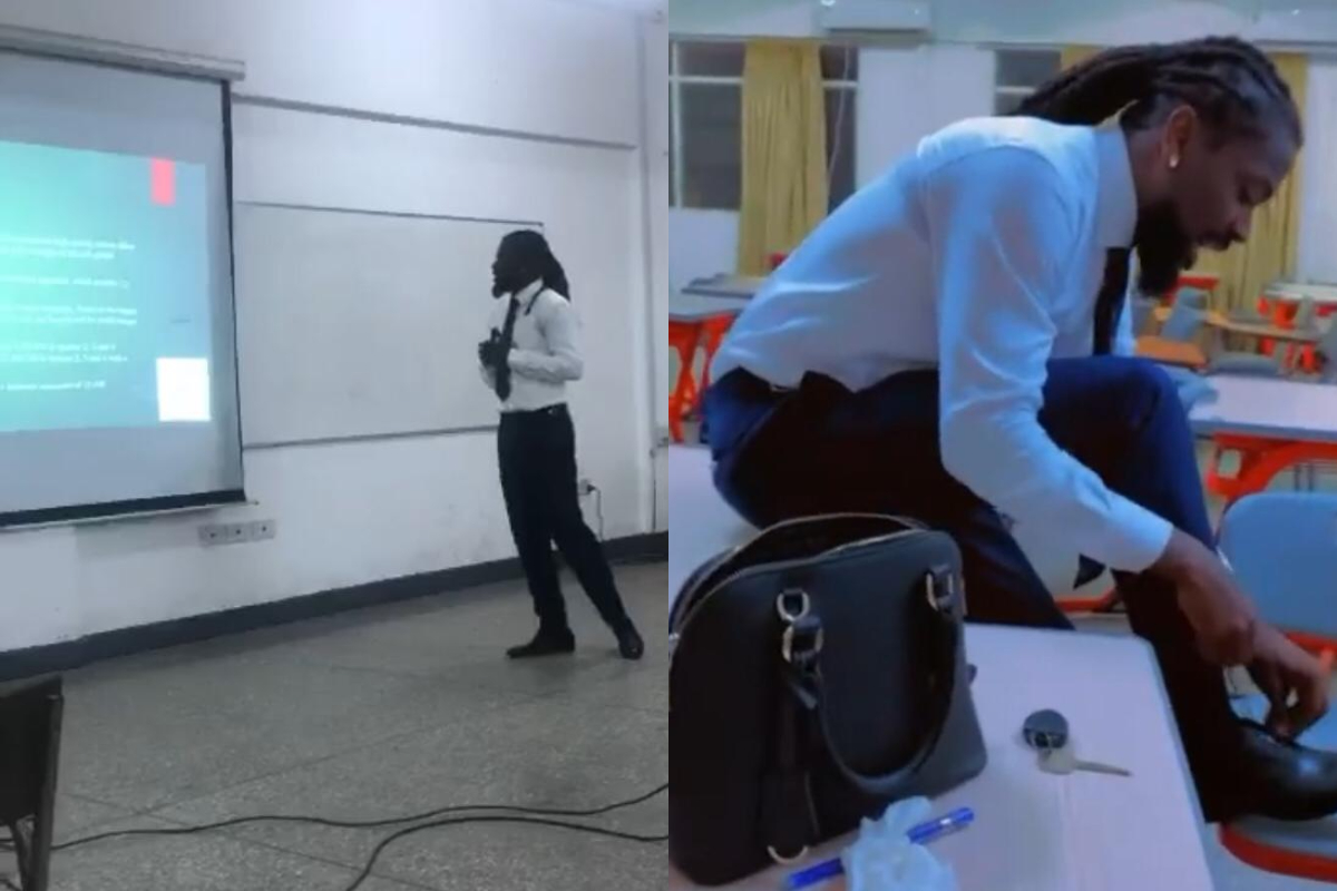 Samini Cl@shes With Security Guard At Legon Campus As He Denies Him Entry As A Student – Watch Video