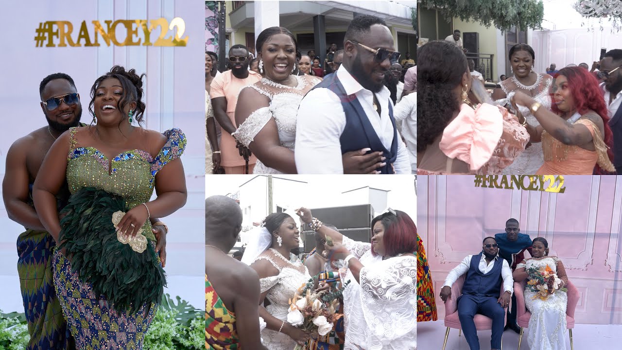 #Francey22: Mercy Asiedu, Afia Schwar, Obaapa Christy, And Other Top Stars Blow Cash On Tracey And Frank At Their White Wedding – Watch Video