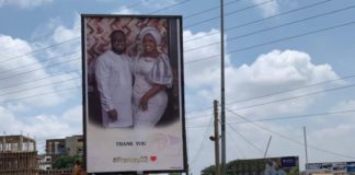 Tracey Boakye And Husband Mount Giant Billboards In Kumasi To Thank People After Their Plush Wedding