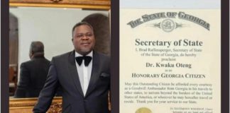 Dr. Kwaku Oteng receives honorary Georgia citizenship Dr. Kwaku Oteng Georgia