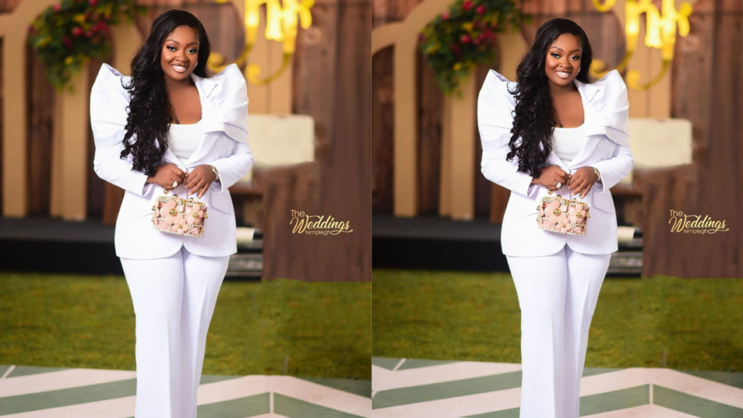 Jackie Appiah goes all-white and dazzles in first 2023 pictures as she rocks expensive designer clothes and shoes