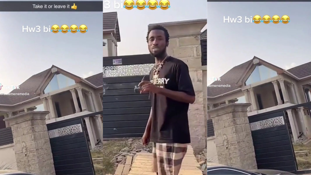 Oseikrom Sikanii finally completes his mega $500,000 Kumasi mansion; Happily shares exclusive