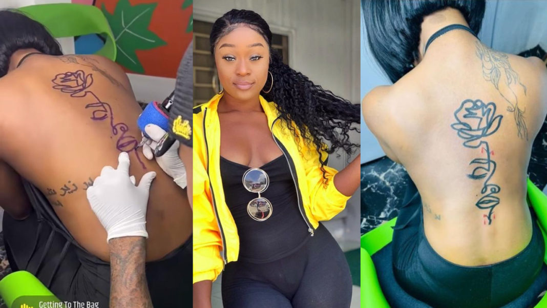 Repent and give your life to Christ - Reactions as Efia Odo flaunts gigantic new tattoo