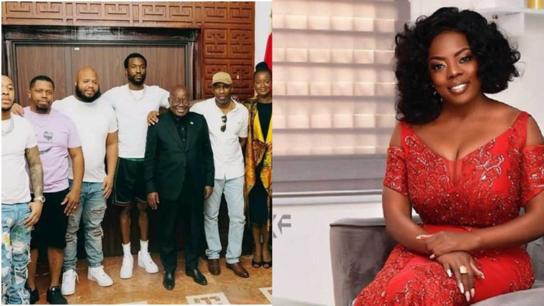 She wants favors - Reactions as Nana Aba Anamoah defends Nana Addo over Meek Mill's Jubilee House Video mess; Says the president knows nothing about it