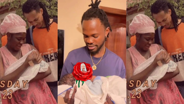 VIDEO: Fameye dashes Yaa Jackson’s newborn baby a bundle of dollars during his surprise visit to the new mother