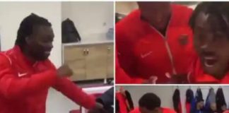 Video of Christian Atsu jubilating in the dressing room with teammates before earthquake pops up