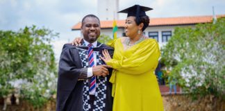 VIDEO: Abeiku Santana K!sses His Wife Passionately As He Bags Another Master’s From The University of Ghana Business School