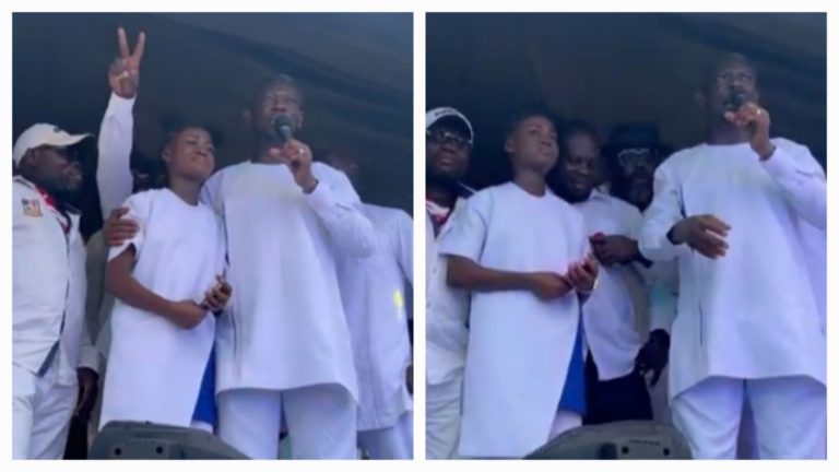 Agya Koo Shows Off His Daughter As He Outdoors His Mansion (Video)