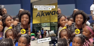 Watch as 100s of Ghanaians gather at the airport to welcome Afronita and Abigail