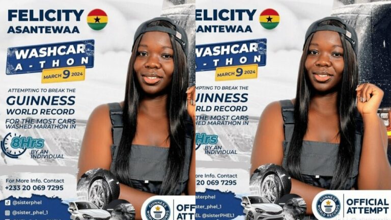 GWR: Ghanaian lady sets new record for the most cars washed in 8 hours
