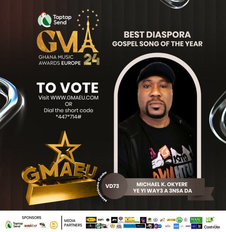 Michael K. Okyere Bags Best Diaspora Gospel Song Of The Year At The Ghana Music Awards Europe