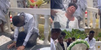 Akwaboah And Sister Breakdown In Tears During A Visit To Their Father’s Tomb A Year After His Death (Video)