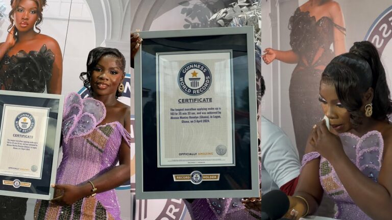Roselyn Mantey Unveils Certificate From Guinness World Records For The Longest Marathon Applying Make-Up (Exclusive Video)