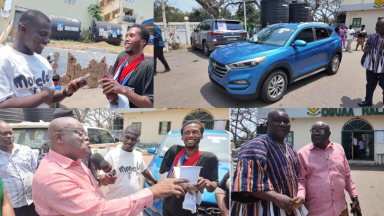 Ghanaian Businessman Gifts Enoch Eshun Who Has Been Standing For Five Years Due To Rare Condition A Brand-New Car