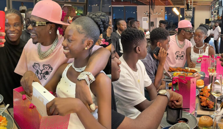 Shatta Wale Surprises His Daughter’s Close Friends With Brand New Phones At Her 15th Birthday Dinner – Watch Video