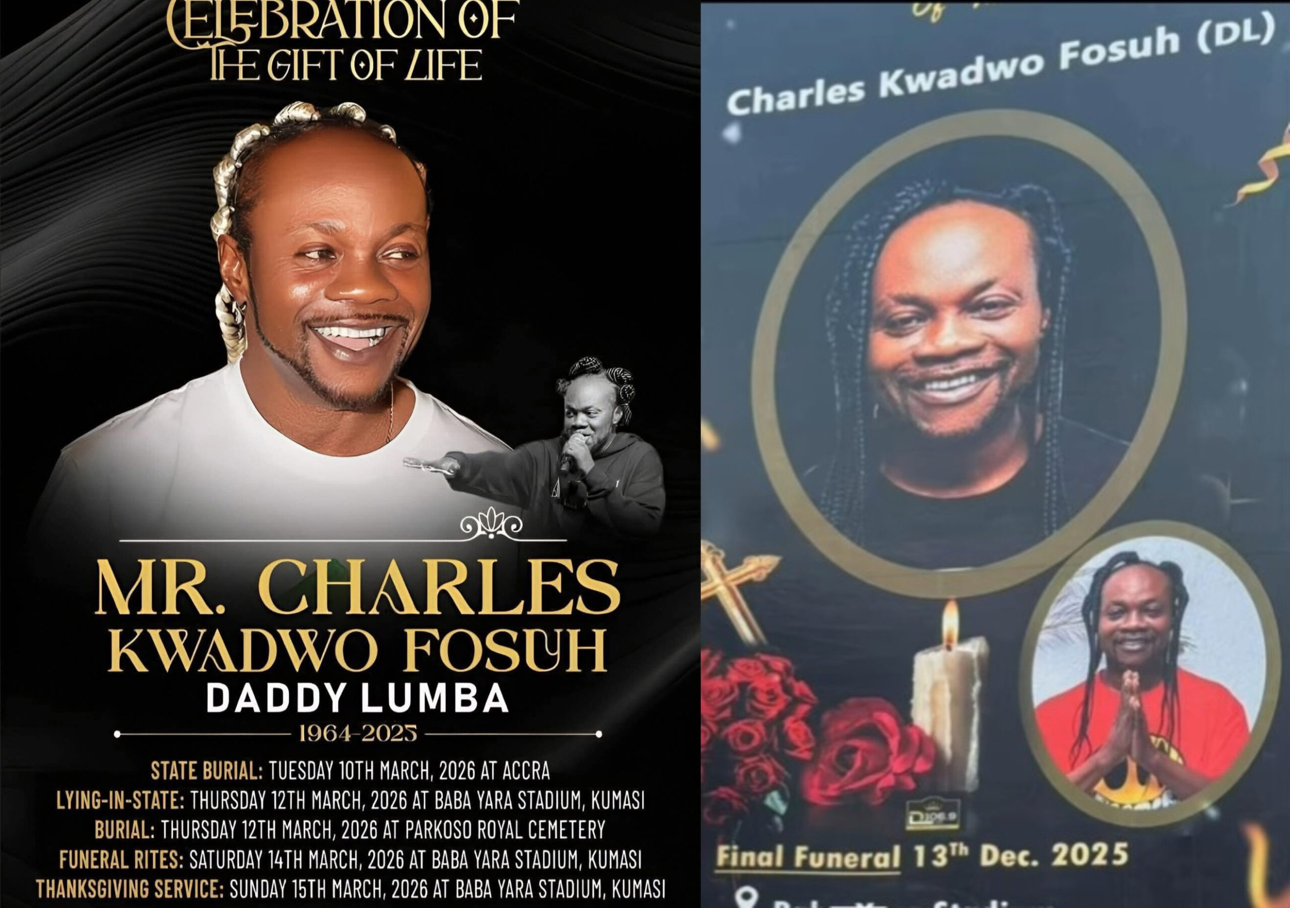 Shocker As New Billboards Reportedly Done By Lumba’s First Wife With Different Date For His Funeral Surface On The Streets Of Kumasi – Watch Video