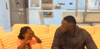 Adorable video of Medikal unboxing a gift phone from Shatta Wale with his daughter Island Frimpong warms hearts