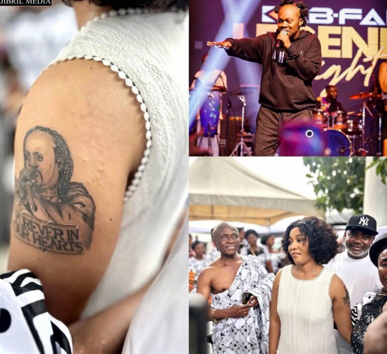 Odo Broni Sparks Massive Reactions As She Shows Off Daddy Lumba Tattoo During His One-Year Anniversary